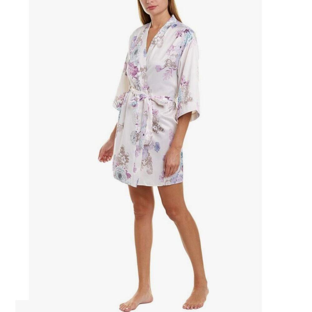 Linea Donatella Womens Arisa Sexy Sleepwear Kimono Robe Ivory Size XS/S